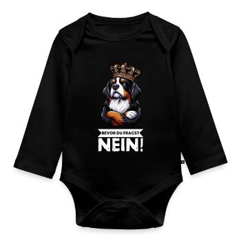 Before you ask Bernese Mountain Dog Mountain Dogs - Organic Longsleeve Baby Bodysuit - black - Front