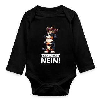 Before you ask Bernese Mountain Dog Mountain Dogs - Organic Longsleeve Baby Bodysuit - black - Front