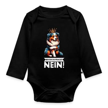 Before you ask: Australian Shepherd Aussie Aussie - Organic Longsleeve Baby Bodysuit - black - Front