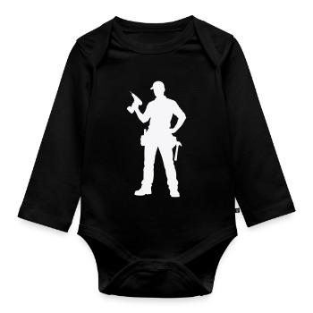 Handwerker Silhouette mit Werkzeug - Baby Bio-Langarm-Body - Schwarz - Vorne