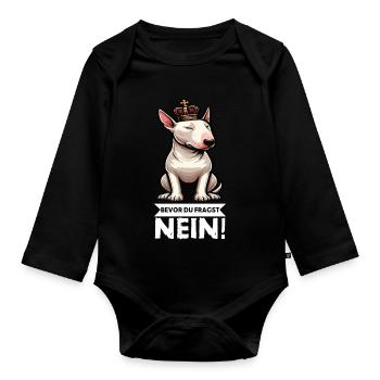 Bevor Du Fragst Miniatur Bullterrier Bully Bullys - Baby Bio-Langarm-Body - Schwarz - Vorne