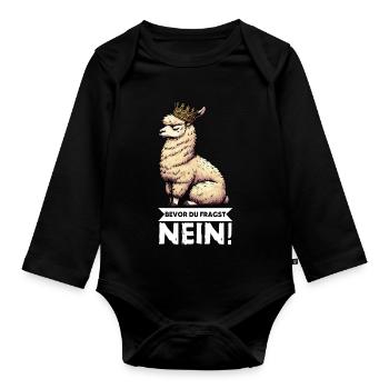 Before you ask No Alpaca llama alpaca owner - Organic Longsleeve Baby Bodysuit - black - Front