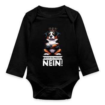 Before you ask: No Appenzeller Mountain Dog - Organic Longsleeve Baby Bodysuit - black - Front