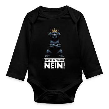 Before you ask: No Labrador Labrador owner - Organic Longsleeve Baby Bodysuit - black - Front