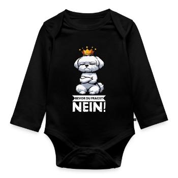 Avant que vous ne demandiez : No Malteser Malteserbesitzer - Body Bébé bio manches longues - noir - Devant