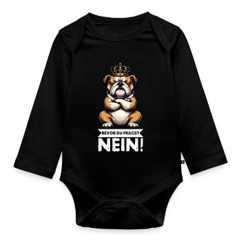 Before you ask No English Bulldog Bully - Organic Longsleeve Baby Bodysuit - black - Front