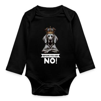 Before You Ask Weimaraner Weimaranerliebhaber  - Baby Bio-Langarm-Body - Schwarz - Vorne