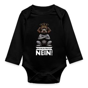Bevor Du Fragst Nein Deutsch Drahthaar Drahthaare  - Baby Bio-Langarm-Body - Schwarz - Vorne