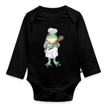 Frog Cooking Cooking Spoon Cooking - Organic Longsleeve Baby Bodysuit - black - Front