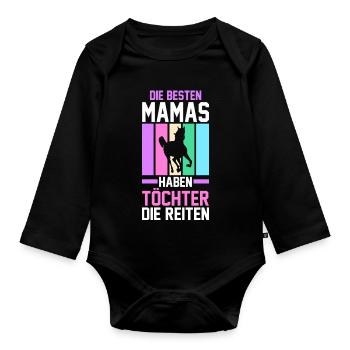 Reiten Mama Mutter Pferdeliebhaber Reiterhof Pferd - Baby Bio-Langarm-Body - Schwarz - Vorne