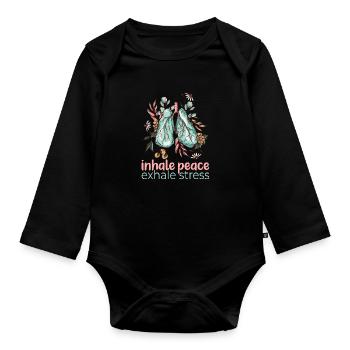 Yoga Zen Motivation Inhale Peace Inspiration - Baby Bio-Langarm-Body - Schwarz - Vorne