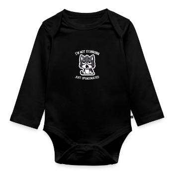 Pas têtus, juste des choses drôles qui sont stables dans leurs opinions - Body Bébé bio manches longues - noir - Devant
