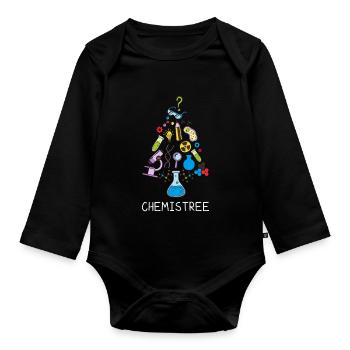 Oh Chemistree Funny Chemist Christmas Tree - Organic Longsleeve Baby Bodysuit - black - Front