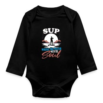Stand up paddle Sports nautiques Racing Sup Pop - Body Bébé bio manches longues - noir - Devant