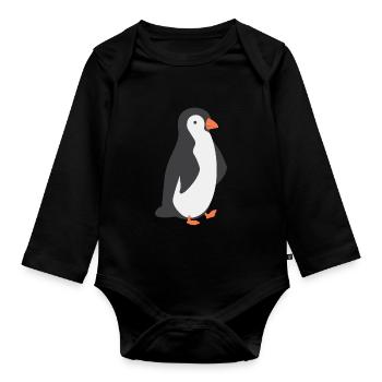 Penguin - Organic Longsleeve Baby Bodysuit - black - Front
