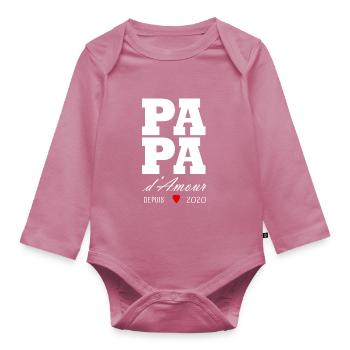 Liebevoller Papa seit 2020 - Baby Bio-Langarm-Body - Mauve - Vorne