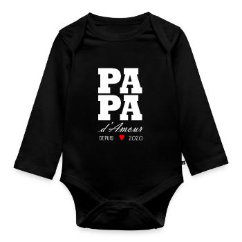 Papa d amour depuis 2020 - Body Bébé bio manches longues - noir - Devant