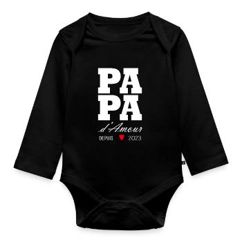 Dad d'amour seit 2023 - Baby Bio-Langarm-Body - Schwarz - Vorne