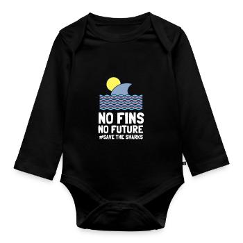 No Fins No Future Safe Sharks - Baby Bio-Langarm-Body - Schwarz - Vorne