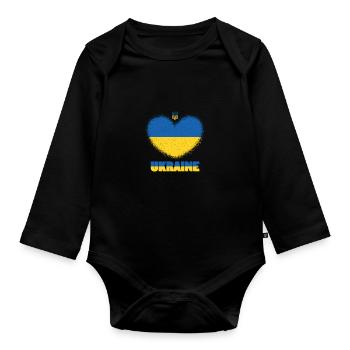 Ukraine Flag Heart Support Ukraine - Organic Longsleeve Baby Bodysuit - black - Front