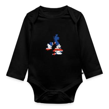 Union Jack UK Flag United Kingdom Great Britain - Organic Longsleeve Baby Bodysuit - black - Front