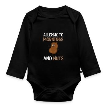 Allergy Nut Allergy Awareness Gift - Organic Longsleeve Baby Bodysuit - black - Front