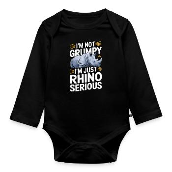 Nashorn Rhinozeros - Baby Bio-Langarm-Body - Schwarz - Vorne