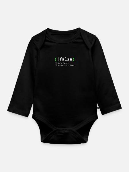 Programmeur Humour faux vrai drôle Nerd Geek - Body Bébé bio manches longues - noir