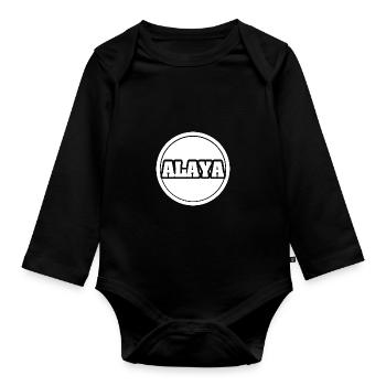 Prénom Alaya - Body Bébé bio manches longues - noir - Devant