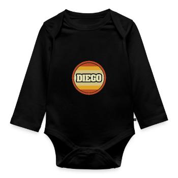 Diego als Vorname - Baby Bio-Langarm-Body - Schwarz - Vorne