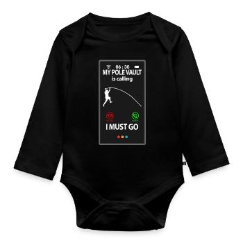Pole Vault Pole Vault Saying Funny Joke - Organic Longsleeve Baby Bodysuit - black - Front
