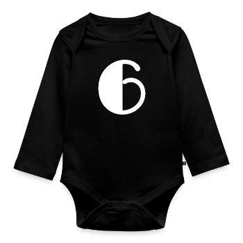 6. 6 ANS. 6e ANNIVERSAIRE. ANNIVERSAIRE 6 ANS - Body Bébé bio manches longues - noir - Devant