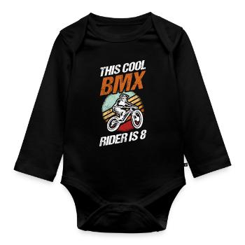 Ce pilote de BMX cool est un motard à 8 roues BMX Party Ride - Body Bébé bio manches longues - noir - Devant