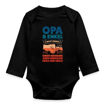 Opa & Enkel Familie Enkel Geschenk - Baby Bio-Langarm-Body - Schwarz - Vorne