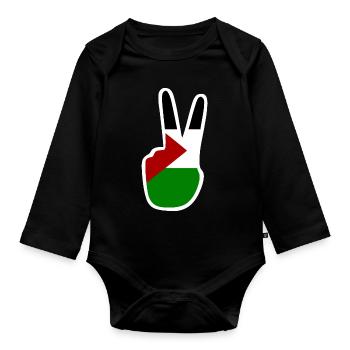Free palestine - Organic Longsleeve Baby Bodysuit - black - Front