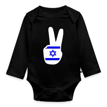 Israel - Organic Longsleeve Baby Bodysuit - black - Front