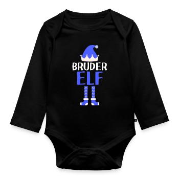 Bruder Elf Geschwister Geschenk - Baby Bio-Langarm-Body - Schwarz - Vorne