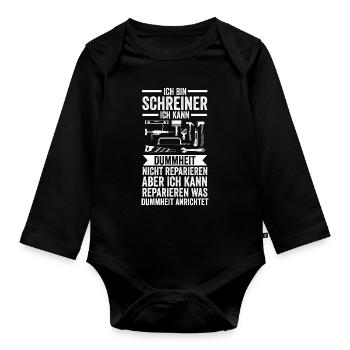 Schreiner Beruf Holzbearbeiter Geschenk - Baby Bio-Langarm-Body - Schwarz - Vorne