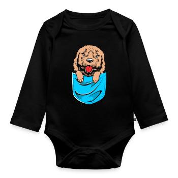 Goldendoodle - Baby Bio-Langarm-Body - Schwarz - Vorne