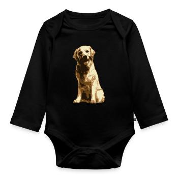 Golden retriever dog - Organic Longsleeve Baby Bodysuit - black - Front
