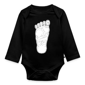 Bigfoot - footprint of a really big foot - Organic Longsleeve Baby Bodysuit - black - Front