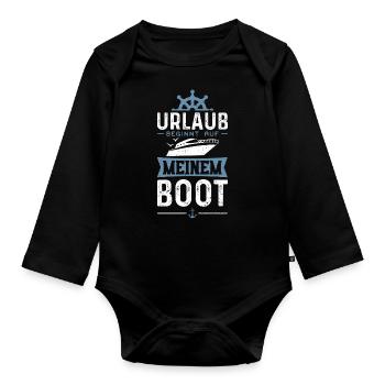 Urlaub Beginnt Auf Meinem Boot - Boot - Baby Bio-Langarm-Body - Schwarz - Vorne