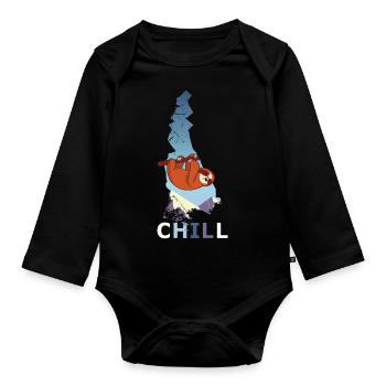 Chill Sloth Climber Climbing Cliff Funny - Organic Longsleeve Baby Bodysuit - black - Front