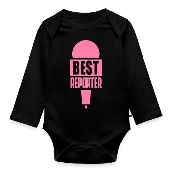 Reporter Korrespondent Journalist Medien Beruf - Baby Bio-Langarm-Body - Schwarz - Vorne