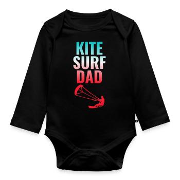 Kitesurfing Kiteboarding Kiteboarder Kitesurf Dad - Organic Longsleeve Baby Bodysuit - black - Front