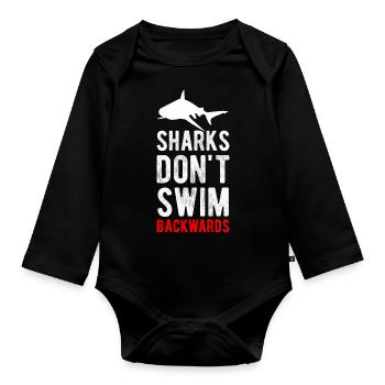 Shark Shark Fish Water - Organic Longsleeve Baby Bodysuit - black - Front