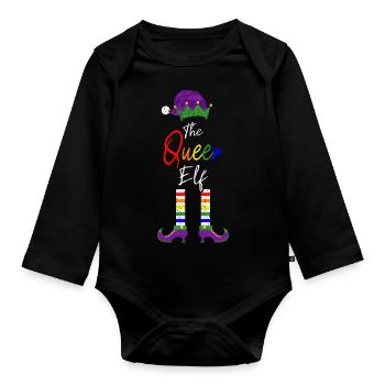 The Queer Elf - Der schwule Weihnachtself - Baby Bio-Langarm-Body - Schwarz - Vorne