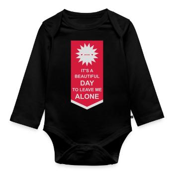 leave me alone day - Baby Bio-Langarm-Body - Schwarz - Vorne