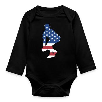 Sport Us Flag Baseball - Body Bébé bio manches longues - noir - Devant