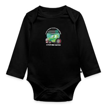 Je pilote mon tracteur - Organic Longsleeve Baby Bodysuit - black - Front